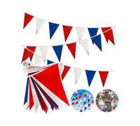 Red Blue White Bunting Flags Banners with 25pcs Triangle Flags for King Charles Iii Coronation Party Decoration