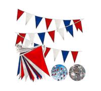 Red, Blue, White Bunting Flags with 25 Triangle Flags for Royal Celebration Decorations
