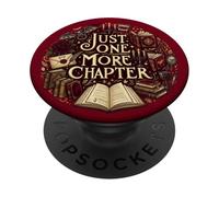 Red Bookish Just One More Chapter Book Reading Horror PopSockets PopGrip Adhesivo