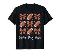 Red Bow Football Game Day Vibes Women Girls Kids Outfit Camiseta
