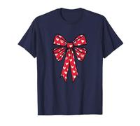 Red Bow with Hearts Pattern Coquette Aesthetic Girl Women Camiseta
