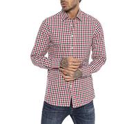 Red Bridge - Camisa a Cuadros de Manga Larga de Ajuste Moderno para Hombre - Azul-Rojo