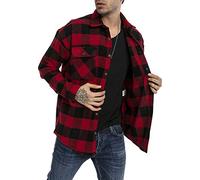 RED BRIDGE Camisa Casual para Hombres Blusa a quadros Chauqueta Plaid Shirt Vintage