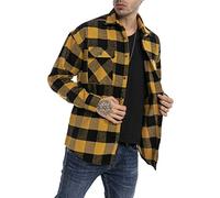 RED BRIDGE Camisa Casual para Hombres Blusa a quadros Chauqueta Plaid Shirt Vintage Amarillo-Negro XXL