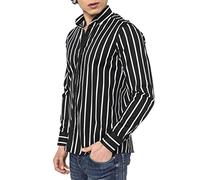 RED BRIDGE Camisa Manga Larga con diseño a Rayas para Hombres Negro XL