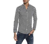 RED BRIDGE Camisa Manga Larga con diseño a Rayas para Hombres Negro XXL