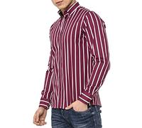 RED BRIDGE Camisa Manga Larga con diseño a Rayas para Hombres Rojo M