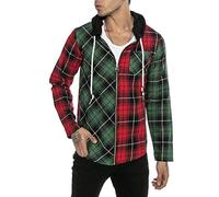RED BRIDGE - Camisa Sudadera de leñador con Capucha a Cuadros de Colores para Hombres - Rojo