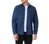 Red Bridge Camisa vaquera para hombre, informal, con bolsillo en el pecho, azul oscuro, XL
