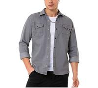 Red Bridge Camisa vaquera para hombre, informal, con bolsillo en el pecho, gris, XL