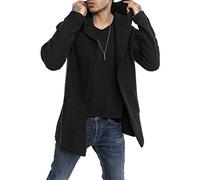 RED BRIDGE Cardigan con Capucha para Hombre Sudadera Corte Largo Capote Negro XXL