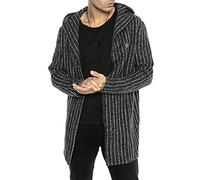RED BRIDGE Cardigan de Hombre con Capucha Sudadera de Corte Largo con Rayas Negro XL