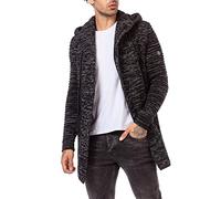 RED BRIDGE Cardigan para hombre Abrigo Chaqueta de punto larga Negro L