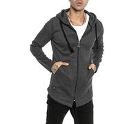 RED BRIDGE Cárdigan para Hombre Suéter con Capucha Sudadera Chaqueta Corte Largo Oversize Gris Oscuro M