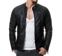 RED BRIDGE Chaqueta de cuero sintético para hombre Cazadora de transición acanalada Negro 5XL