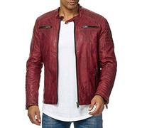RED BRIDGE Chaqueta de cuero sintético para hombre Cazadora de transición acanalada Rojo XXL