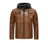 RED BRIDGE Chaqueta de cuero sintético para hombre con capucha Marrón S