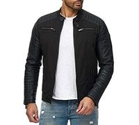 RED BRIDGE Chaqueta de Hombre Cazadora de Cuero sintético, Cazadora de Motocicleta de Cuero sintético Negro