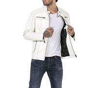 RED BRIDGE Chaqueta de Hombres Cuero Sintético Moda Casual Blanc L