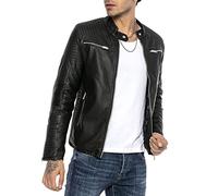 RED BRIDGE Chaqueta de Hombres Cuero Sintético Moda Casual Negro