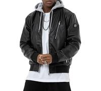 Redbridge Chaqueta de piel sintética con capucha y varias cremalleras. Ideal para entretiempo, Negro , XL