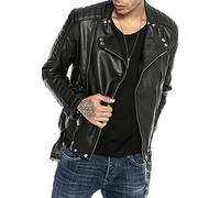RED BRIDGE Chaqueta Guateada Manga Larga para Hombre Cuero sintético Negro, XL