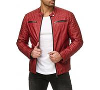 RED BRIDGE Hombres Chaqueta Cuero Sintético Transición Acanalada Moda Casuales Algodón Jacket