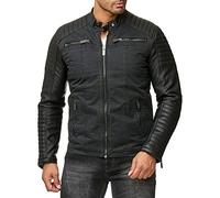 RED BRIDGE Hombres Chaqueta Cuero Sintético Transición Acanalada Moda Casuales Algodón Jacket