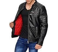 RED BRIDGE Hombres Chaqueta Cuero Sintético Transición Moda Cuero Jackets