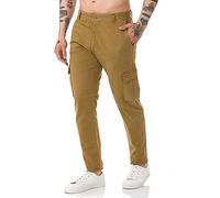 Red Bridge - Pantalones cargo chinos básicos de algodón para hombre, marrón claro, 33W x 32L