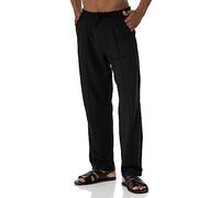 Red Bridge Pantalones de lino anchos para hombre, Negro , S