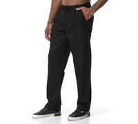 Red Bridge - Pantalones de tela para hombre, color liso, con cordón, Negro , M