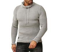 Red Bridge Pulóver de Hombre Punto Cuello Alto Acanalado Básico Invierno Suéter Gris