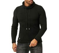 RED BRIDGE Pulóver de Hombre Punto Cuello Alto Acanalado Básico Invierno Suéter Negro