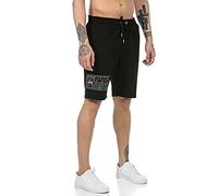 RED BRIDGE Shorts para Hombres Pantalones Cortos Chándal Sweat-Pants con Logo metálico NASA Negro S