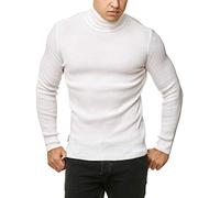 RED BRIDGE Suéter de Cuello Alto de Hombre Otoño Básico Business Moda Suave Pulóver Blanco