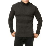 RED BRIDGE Suéter de Cuello Alto de Hombre Otoño Básico Business Moda Suave Pulóver Gris Oscuro
