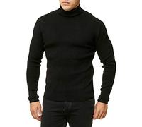 RED BRIDGE Suéter de Cuello Alto de Hombre Otoño Básico Business Moda Suave Pulóver Negro
