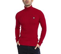 RED BRIDGE Suéter de Cuello de Tortuga para Hombres Jersey de Punto Acanalado Rojo XXL