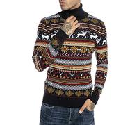 RED BRIDGE Suéter de Punto para Hombres Estilo Noruego Jersey de Cuello de Tortuga Azul S