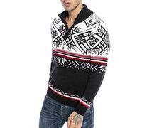 RED BRIDGE Suéter de Punto para Hombres Estilo Noruego Jersey Pulóver con Cuello Alto y Cremallera