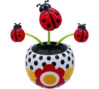 Red Bug - Flor bailarina alimentada por energía solar para automóvil, decoración de alféizar de ventana de automóvil, adorno de baile solar de escritorio, figuras de baile solar, decoración de