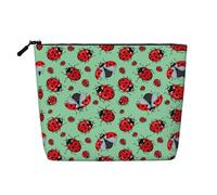 Red Bugs On A Blue Background - Bolsa de viaje de cáñamo falso para mujer, bolsa de cosméticos de gran capacidad, organizador con cremallera para uso diario