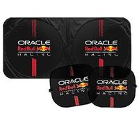 Red Bull Racing Juego De Parasoles Red Bull Powerbar Negro/Rojo Y Un Par De Carpas Laterales para Coches, Protectoras, Duraderas Y Fáciles De Instalar, Tamaño del Parasol 147 Cm X 70 Cm, Tamaño De