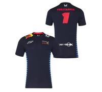 Red Bull Racing Oracle Réplica MAX Verstappen Camiseta - Corte Regular, Logo de Oracle, Firma de MAX Verstappen - Hombres - Talla L - Azul/Rojo