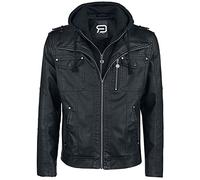 RED by EMP Hombre Chaqueta negra de polipiel con inserto de sudadera M