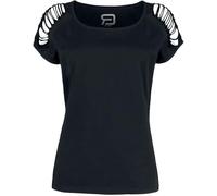 RED by EMP Mujer Camiseta Negra con Recortes en Las Mangas S