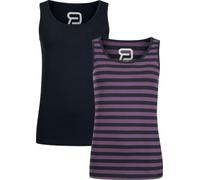 RED by EMP Mujer Top de Rayas Negras/moradas en Paquete Doble L