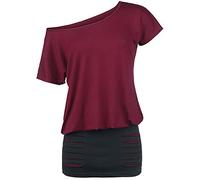 RED by EMP Mujer Vestido Corto Negro y Rojo XS