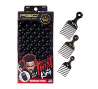 Red by Kiss Bow Wow X Twist King Luxury Twist Styler Cepillo giratorio lavable y duradero para Afro Curl con 3 piezas de plástico Styling Piks